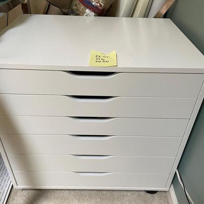 White Rolling Square Cabinet With Drawers