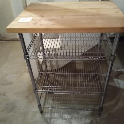 Metro wire rack shelf with butcher block