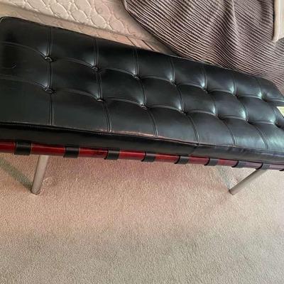Contemporary Bench With Black Cushion
