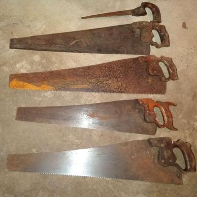 Vintage saws including Disston