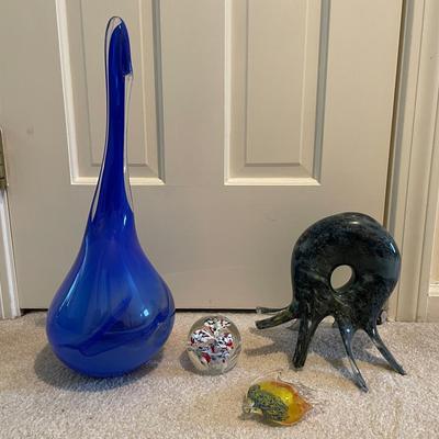 Lot Of 4 Pieces Of Hand blown Glass Decor