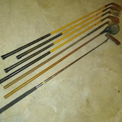 Vintage wooden golf clubs