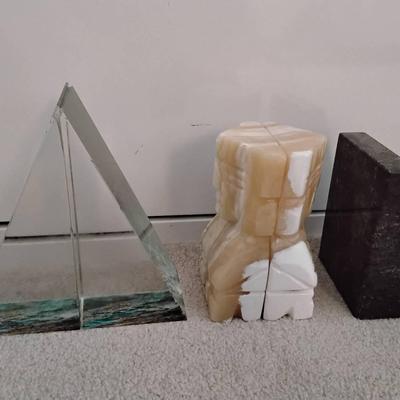Lot Of Glass And Stone Bookends