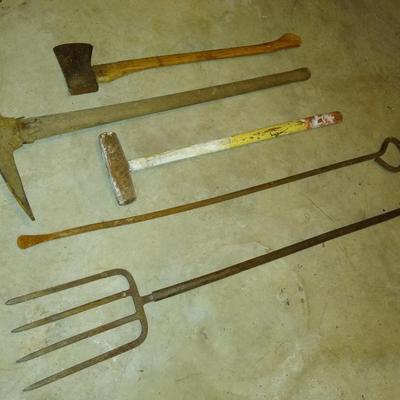 Lot of 5 tools including an axe