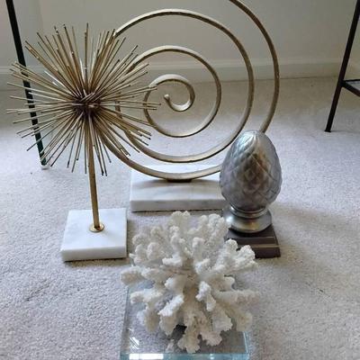 4 Pieces Of Contemporary Decor Including Coral