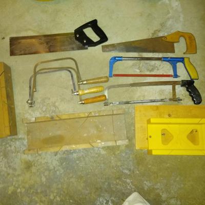 Lot of saws and mitre boxes