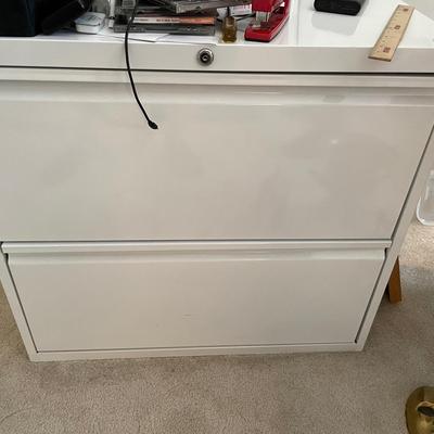 White Two Drawer Metal Filing Cabinet 3 Of 3