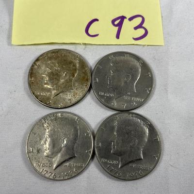 4 JFK Half Dollar Coins