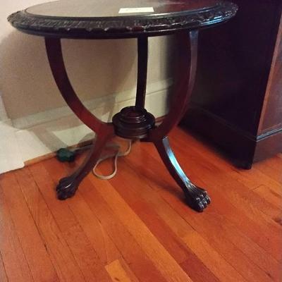 Antique Round Table With Carved Edge