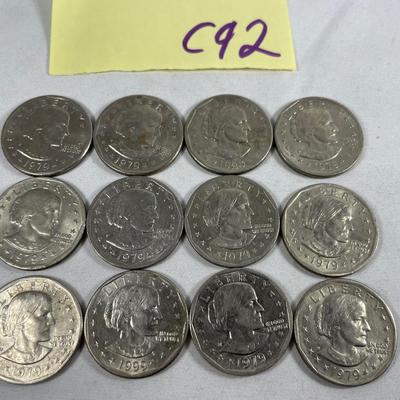 12 Susan B. Anthony Dollar Coins