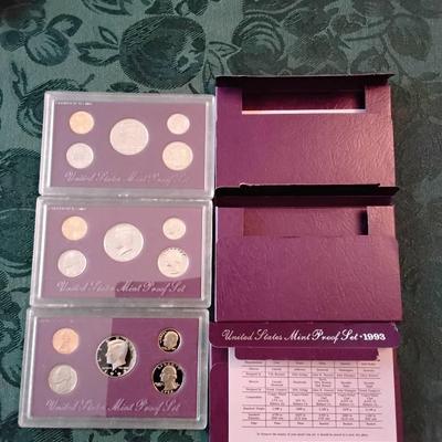 3 US Mint Proof Sets, 1992 And 1993