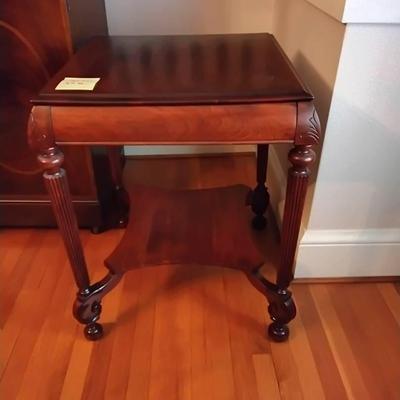 Square Wooden End Table With Carved Edges