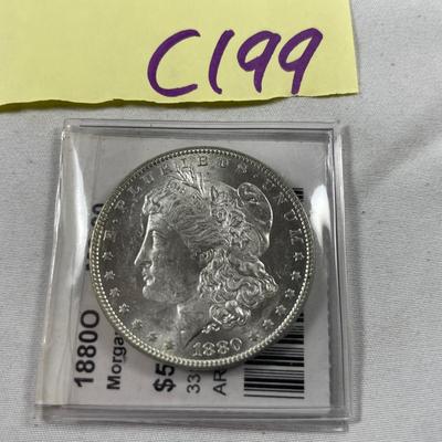 Antique 1880 Morgan Silver Dollar Coin