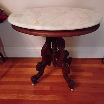 Victorian Table With Oval Marble Top