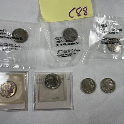 Lot Of Vintage Nickels Including Indian Head/ Buffalo