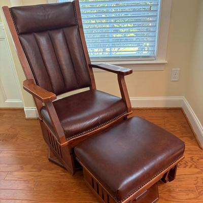 Buckeye Rockers Leather Swivel Rocker and Foot Stool