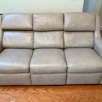 Leather Taupe Reclining Sofa