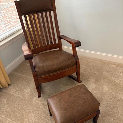 Buckeye Rockers Leather Rocking Chair and Foot Stool