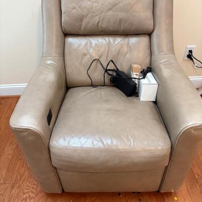 Leather Taupe Reclining Chair 