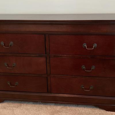 Dark Wooden Dresser with 6 Drawers