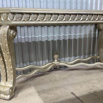 A Modern Louis XV Style Glass And Giltwood Console Table