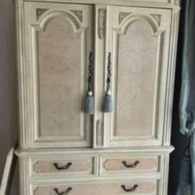 Large JEFFCO Furniture Blonde Wood Armoire or Media Center with Storage