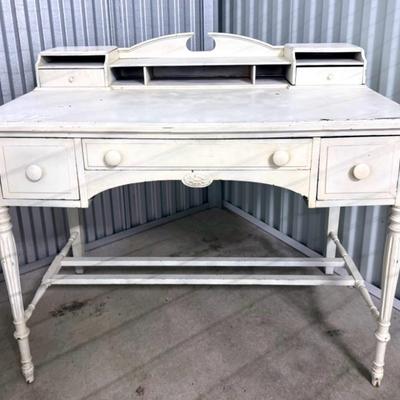 Antique Alms & Doepke Dry Goods Furniture Company Desk, Painted White