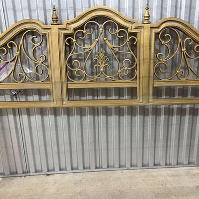Mediterranean Style Gold Tone Cast Metal Queen Headboard w/ Bed Frame