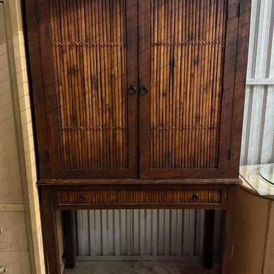 Homecrest Furniture Reed Or Rattan & Wood Tall Cabinet 