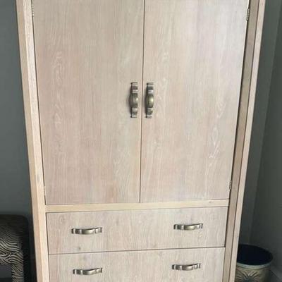 Thomasville Furniture Blonde Wood Armoire or Storage Center