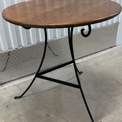 French Provincial Style Iron Base Table With Pine Top 