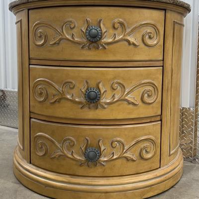 Marble Top Blonde Wood Chest Of Drawers 