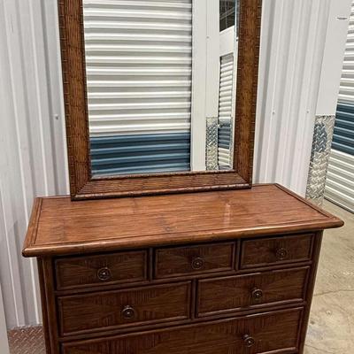 Chest Of Drawers w/ Matching Mirror in Style of Tommy Bahama Island Theme