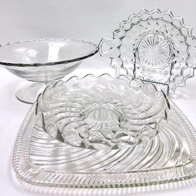 “Mikasa” Swirl Platter & Glassware