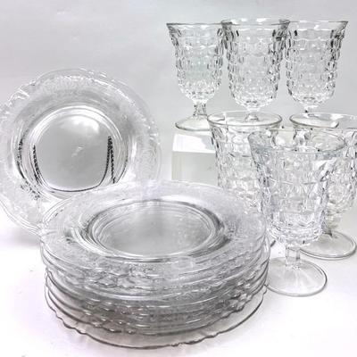“Fostoria” Water Goblets & More Clear Glassware