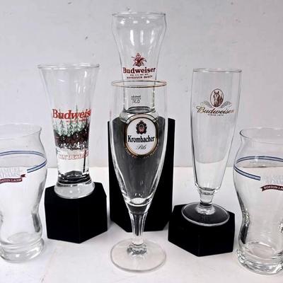  "Budweiser," "Samuel Adams," & "Krombacher" Glasses