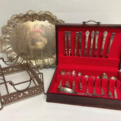 Vintage Silver Plated Flatware Set and Other Vintage Items  