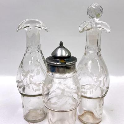 Vintage Glass Cruet Condiment Set