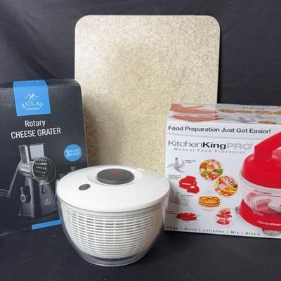 Kitchen Helpers-Cheese Grater and Salad Spinner