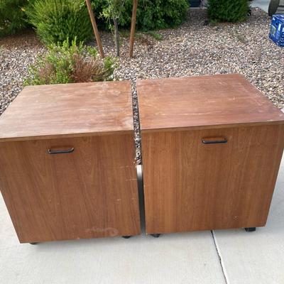Two Lamp Tables On Casters 