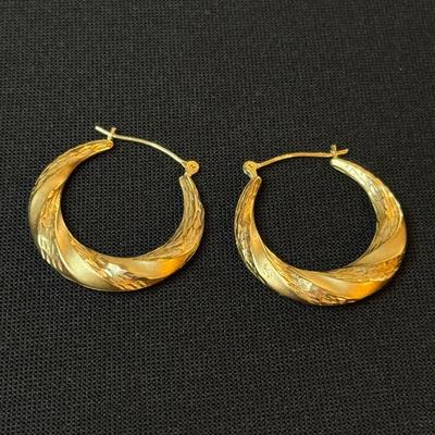 14K Twisted Hoops 