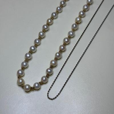 14K Gold Necklace Pair