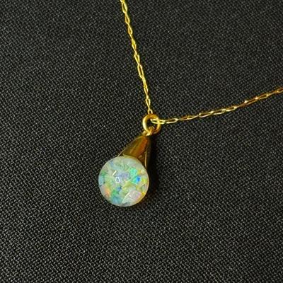 Floating Opal Pendant on Gold Chain