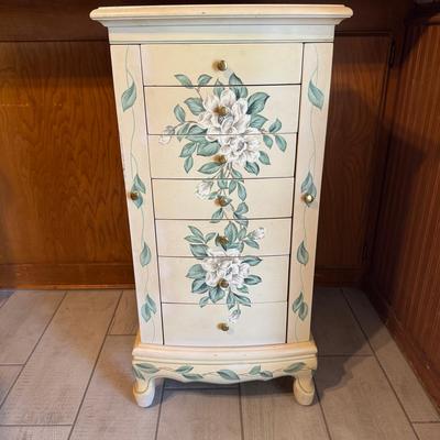 Vintage Hand Painted Jewelry Armoire 
