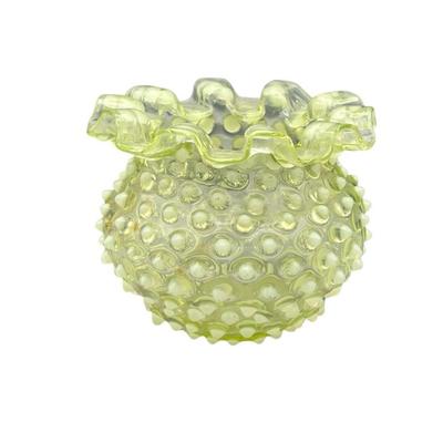 Fenton Vaseline Uranium Opalescent Hobnail Repaired