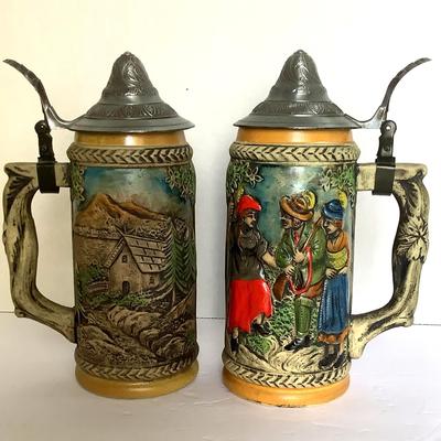 Pair Of Vintage Arnart KWG Star Mark Beer Steins