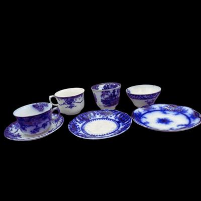 Antique Flow Blue Tea Cup & Saucer Collection – 1800s Stanley Pottery & More
