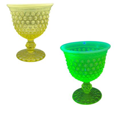 Fenton Topaz Opalescent Hobnail Compote – Glows Under UV Light