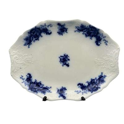 Antique Flow Blue “Vine” Platter by Johnson Bros England – 15" Oval