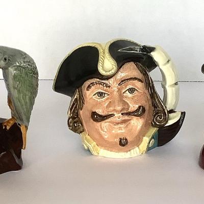 Set Of Three Small Toby Jugs, Long John Silver, Captain Henry Morgan And Mine Host
